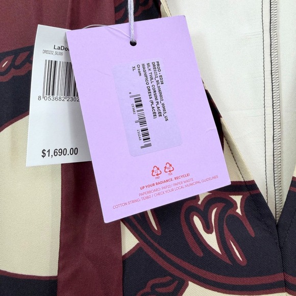 NWT La DoubleJ Magnifico Silk Twill Dress in Corsini Placée Cream $1,690 Size XL - Picture 9 of 16